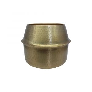 Cache-pot en aluminium martel&eacute; finition laiton