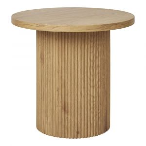 Table  d'appoint ronde pied central relief mdf effet bois naturel