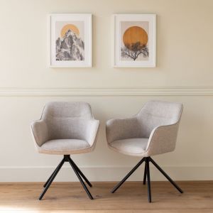 Lot de 2 chaises en tissu gris
