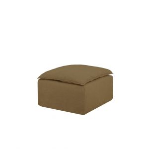 Pouf en coton et lin d&eacute;houssable vert de 87x87cm