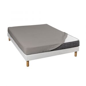 Drap housse extensible jersey gris 140x200