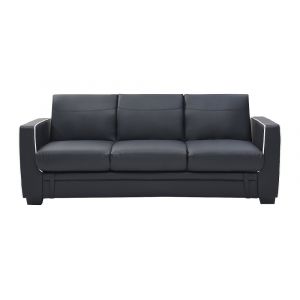 Canap&eacute; convertible simili cuir 3 places noir