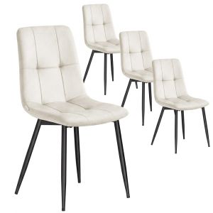 Lot de 4 chaises rembourr&eacute;es chaises de salle &agrave; manger beige
