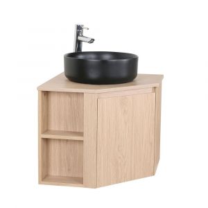 Ensemble meuble sous vasque d'angle  + vasque noire