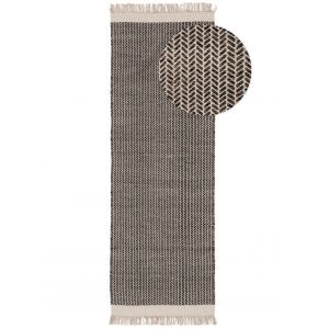 Tapis de couloir en laine noir & blanc 80x250