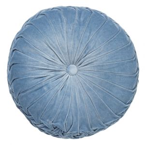 Coussin rond Bleu en velours &Oslash;40 cm Couleur unie