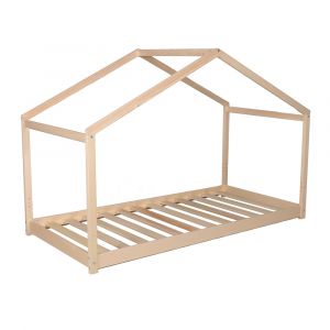 Lit cabane 90x190 sommier inclus beige