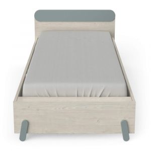 Lit extensible enfant en bois couleur ch&ecirc;ne topanga et vert de gris