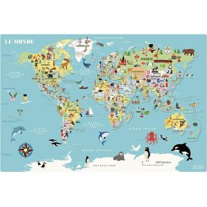 Carte du Monde magn&eacute;tique 75 x 50 cm