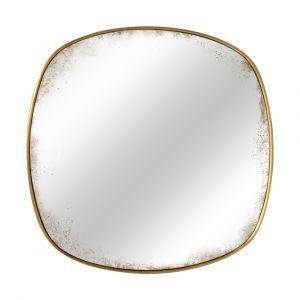 Miroir carr&eacute; aux bords arrondis effet vieilli 60 x 60 cm