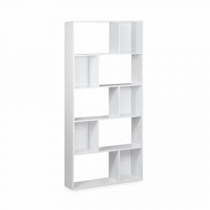 Biblioth&egrave;que design asym&eacute;trique, 5 &eacute;tag&egrave;res, 10 compartiments