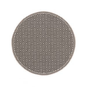 Tapis d'ext&eacute;rieur & int&eacute;rieur rond blanc & noir D 120