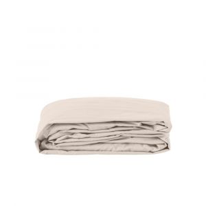 Drap housse percale de coton uni beige 160 x 200 cm