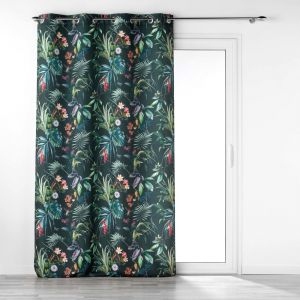Rideau tamisant esprit exotique polyester vert emeraude 140x260 cm