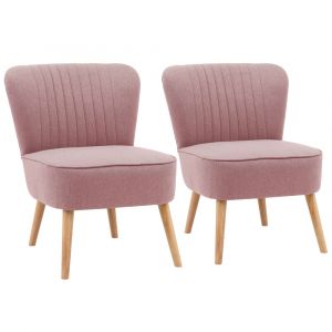 Lot de 2 fauteuils style crapaud en tissu rose