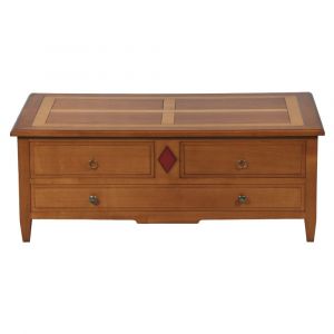 Table basse relevable d&icirc;natoire en merisier massif