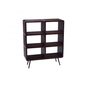 Biblioth&egrave;que 6 niches pieds m&eacute;tal en teck recycl&eacute;