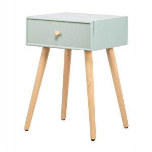 Table de chevet 1 tiroir en bois de h&ecirc;tre vert menthe