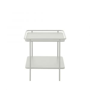 Table d'appoint carrée 2 plateaux en métal 45x45cm - Blanc