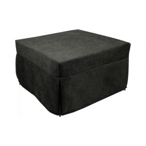 Pouf transformable en lit en tissu gris