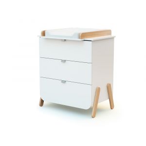 Commode &agrave; langer 3 tiroirs en bois Blanc et H&ecirc;tre