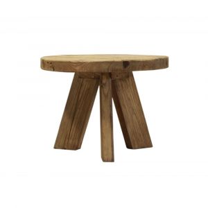Table basse ronde 60 cm en bois massif recyclé 3 pieds