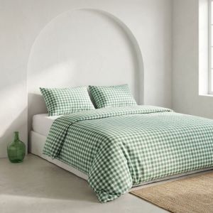 Housse de couette 100% coton vert d'eau 150x220 cm + 45x110 cm