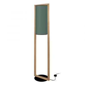 Suspension   bois,m&eacute;tal   violet abat-jour  verre vert