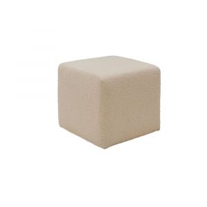 Pouf carré en tissu bouclette beige