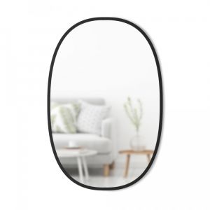 Miroir mural ovale Hub contour caoutchouc noir 91x61cm