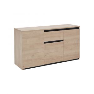 Bureau avec rangement et plateau pivotant effet Bois clair et Noir