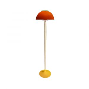 Lampadaire bois,m&eacute;tal H165cm jaune;Abat-jour: orange