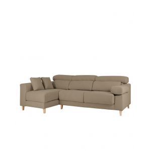 Canap&eacute; 4 places d'angle gauche couleur marron taupe 278cm