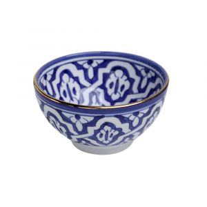 Bol et saladier ronds en c&eacute;ramique bleu  dor&eacute;  D12 CM