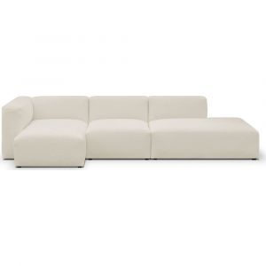 Canapé modulable angle gauche 5 places en tissu bouclé beige