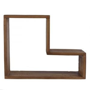 Etag&egrave;re murale forme ''L'' 1 niche en teck recycl&eacute;