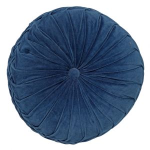 Coussin rond Bleu en velours &Oslash;40 cm Couleur unie