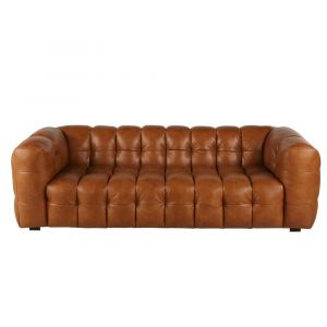 Canap&eacute; nuage 3/4 places en cuir camel