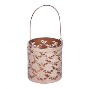 Photophore d&eacute;coratif en fer cuivre H16