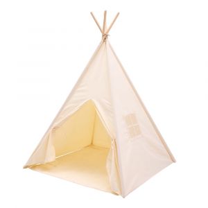 Tente tipi pour b&eacute;b&eacute;s en coton cr&egrave;me 110 x 110 x 160 cm