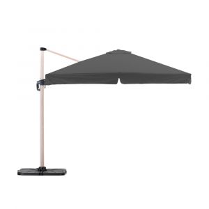 Pack parasol d&eacute;port&eacute; carr&eacute; 3x3m tissue anthacite avec socles et housse