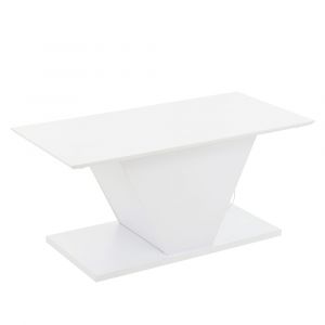 Table basse blanche laqu&eacute;e avec &eacute;clairage LED bleu