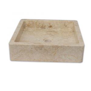 Vasque &agrave; poser en marbre cr&egrave;me 40 &times; 40