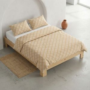 Housse de couette 100% coton beige 150x220 cm + 45x110 cm