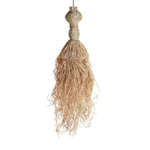 Lustre en fibre naturelle marron  en 32x32x113 cm