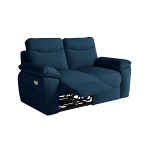 Canap&eacute; de relaxation &eacute;lectrique 2 places tissu textur&eacute; 3D - Bleu fonc&eacute;