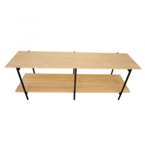 Meuble TV plaqu&eacute; ch&ecirc;ne pieds m&eacute;tal