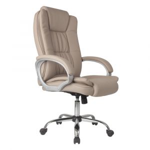 Chaise de bureau elevable et Fauteuil inclinable en simili cuir taupe