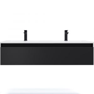 Meuble salle de bain double vasque 120cm 1 tiroir Noir