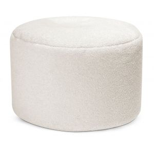 Pouf rond fausse fourrure douce beige diam&egrave;tre 50x30cm